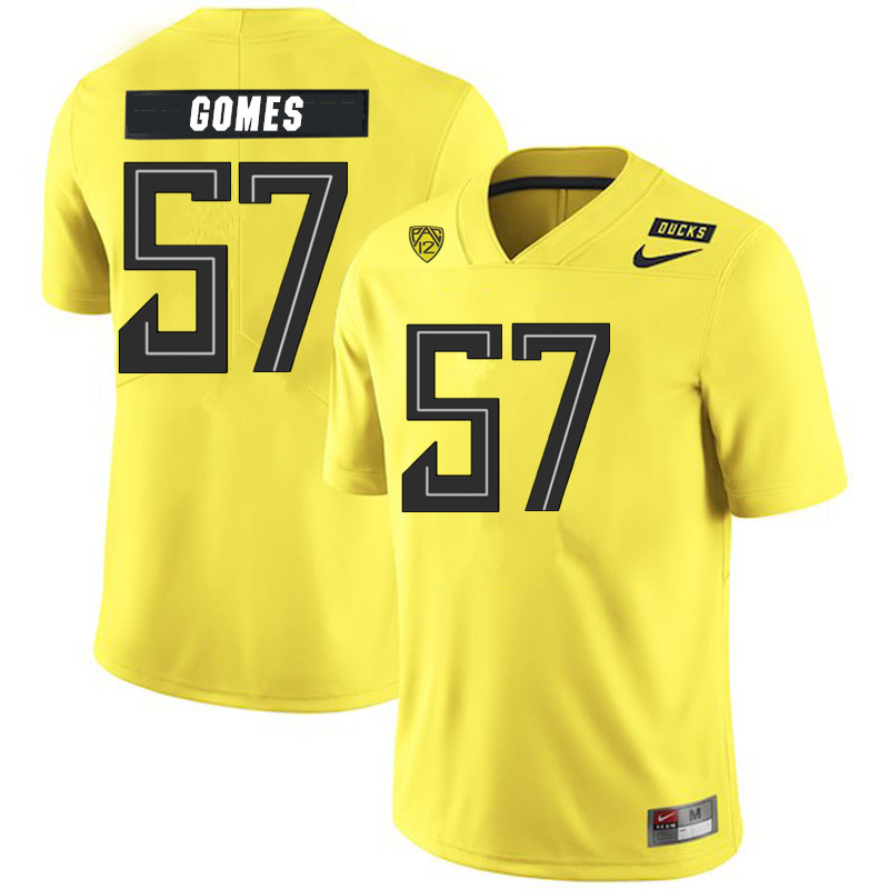 2019 Men #57 Ben Gomes Oregon Ducks College Football Jerseys Sale-Yellow